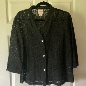 Black Lace Button-Front Jacket -